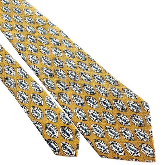 Nordstrom Silk Tie Woven Yellow Abstract Geometric Wide Italy - Picture 1 of 6